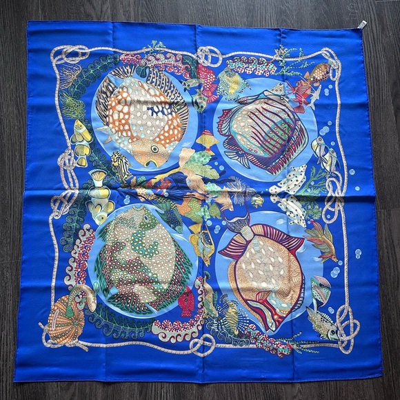 Hermès “Grands Fonds” Silk Vintage Scarf, Annie Faivre, 90cm, Collector’s Item - Picture 2 of 16